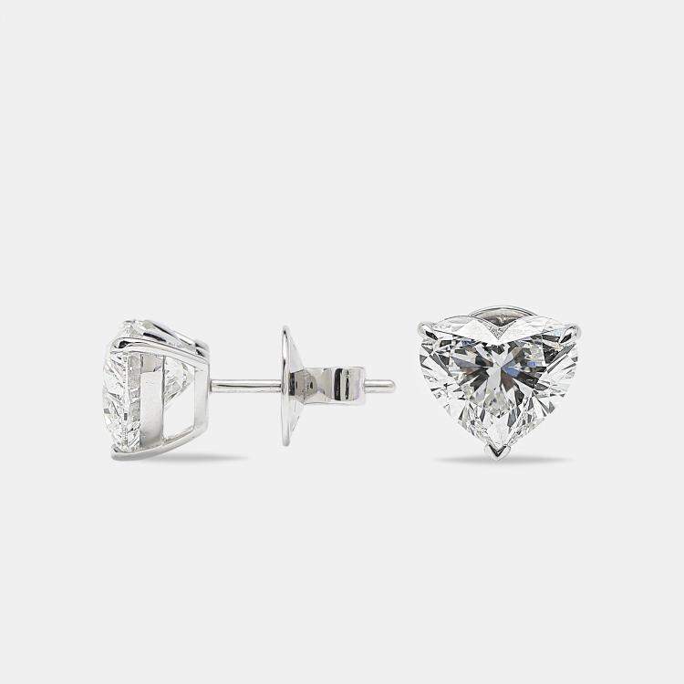 Pre Owned 6.00 cts Heart Brilliant Cut 18k White Gold Stud Earrings