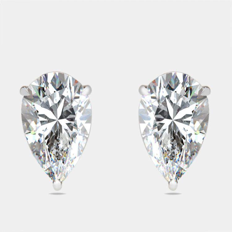 Pre Owned 4.00 cts Pear Brilliant Cut 18k White Gold Stud Earrings