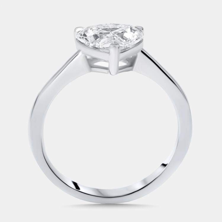 Pre Owned 2.06 cts Heart Lab Grown Diamond 18K White Gold Ring Size 54