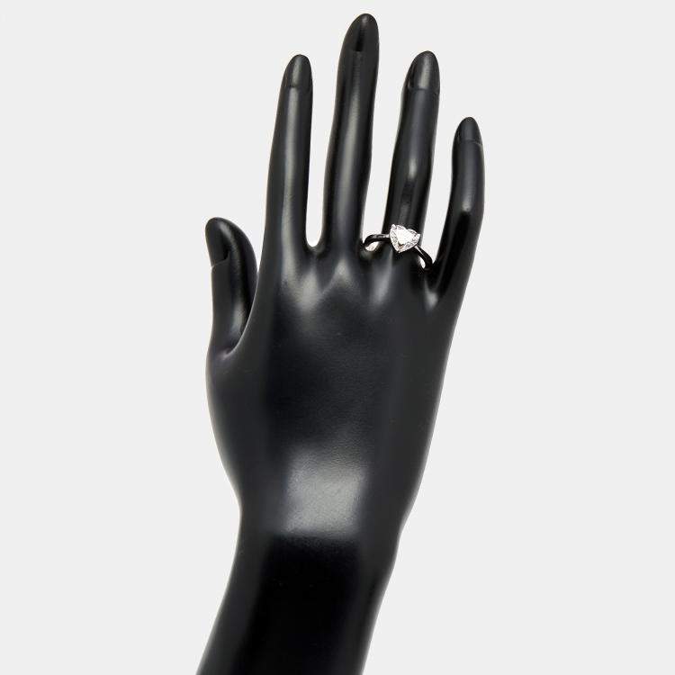 Pre Owned 2.06 cts Heart Lab Grown Diamond 18K White Gold Ring Size 54