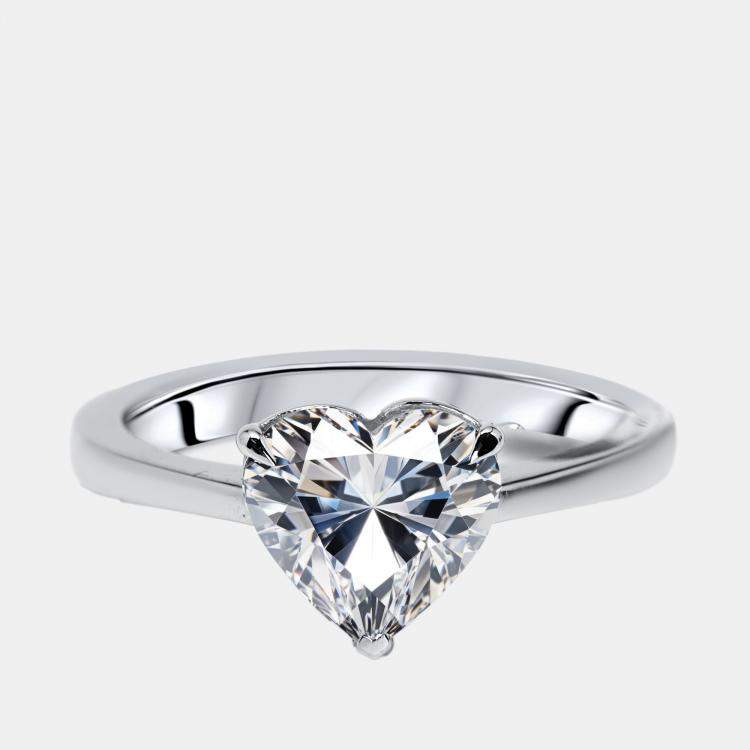 Pre Owned 2.06 cts Heart Lab Grown Diamond 18K White Gold Ring Size 54