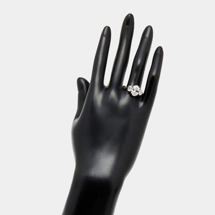 Pre Owned 2.62 cts Oval Lab Grown Diamond 18K White Gold Ring Size 54