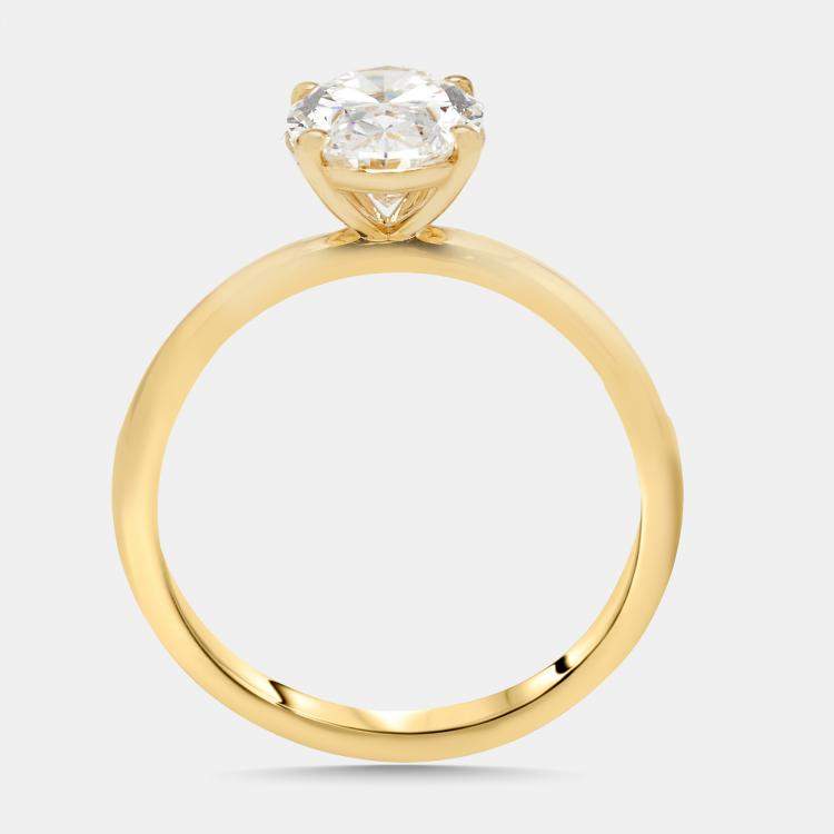 Pre Owned 2.00 cts Oval Lab Grown Diamond 18K Yellow Gold Ring Size 55