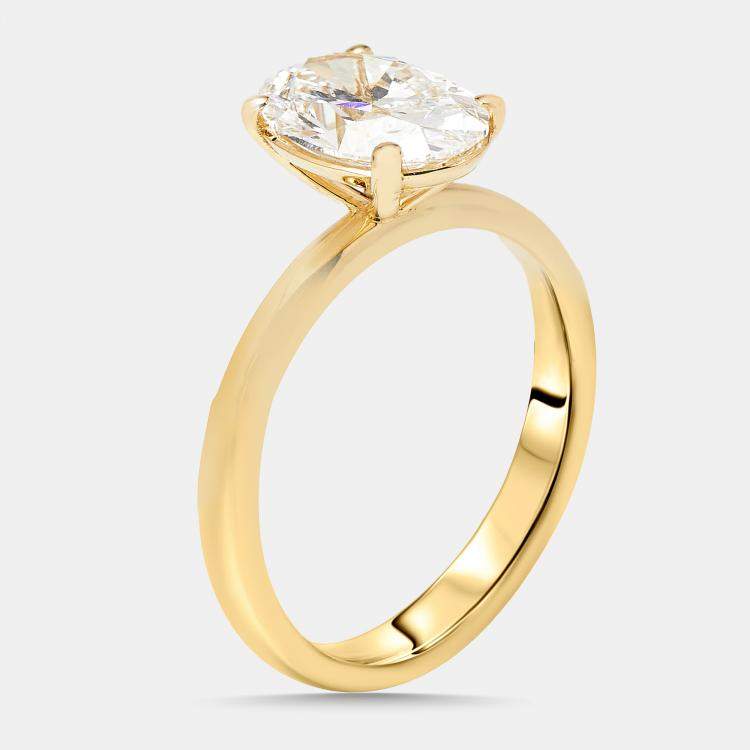 Pre Owned 2.00 cts Oval Lab Grown Diamond 18K Yellow Gold Ring Size 55