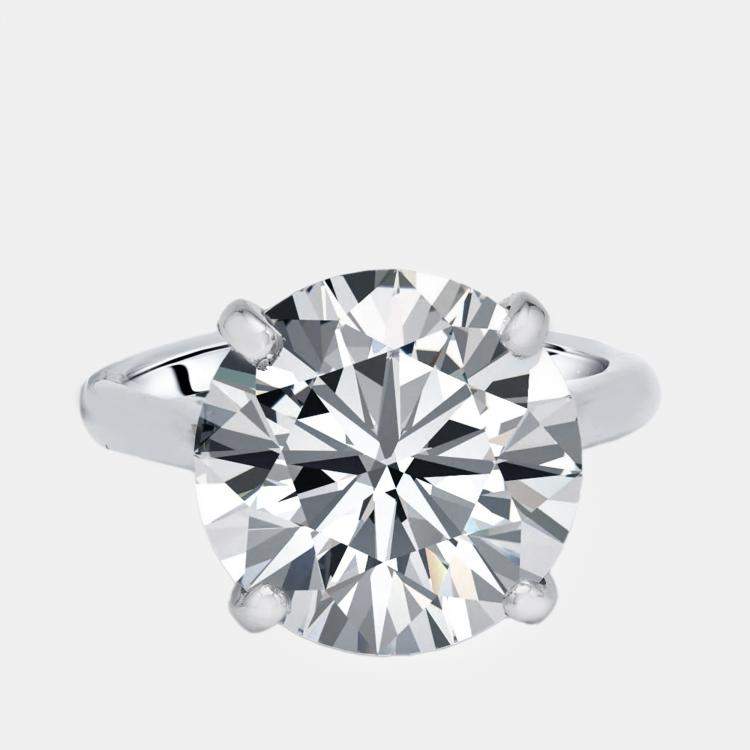 Pre Owned 7.01 cts Round Lab Grown Diamond 950 Platinum Ring Size 50