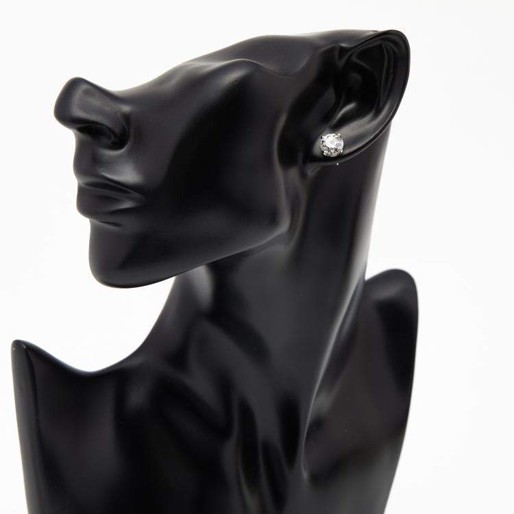 Pre Owned 3.04 cts Round Lab Grown Diamond 18K White Gold Push Back Earring