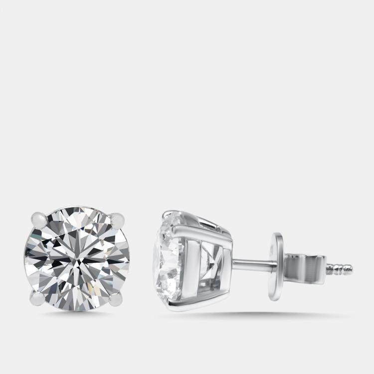 Pre Owned 2.06 cts Round Lab Grown Diamond 18K White Gold Earrings