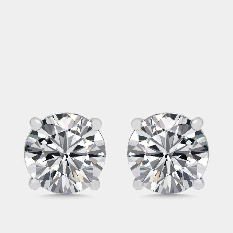 Pre Owned 2.06 cts Round Lab Grown Diamond 18K White Gold Earrings