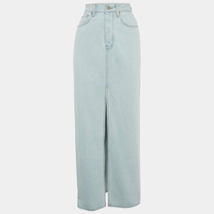 Pre Owned The Frankie Shop Blue Denim Slit Detail Maxi Skirt S