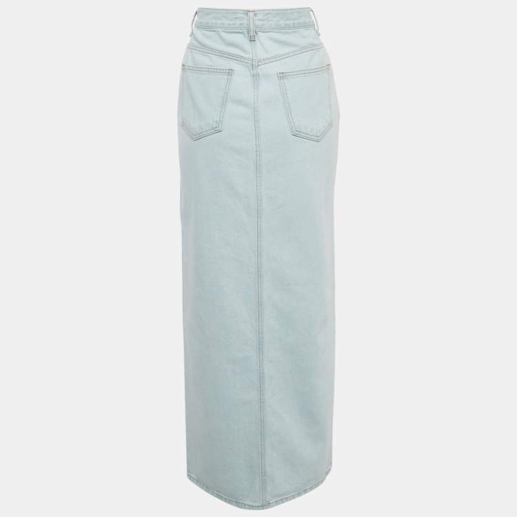 Pre Owned The Frankie Shop Blue Denim Slit Detail Maxi Skirt S