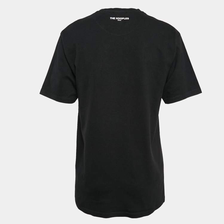Pre Owned The Kooples Black Printed Cotton Jersey Crew Neck T-Shirt M