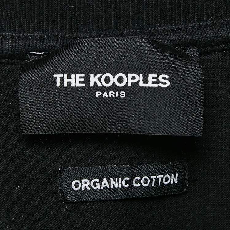 Pre Owned The Kooples Black Printed Cotton Jersey Crew Neck T-Shirt M