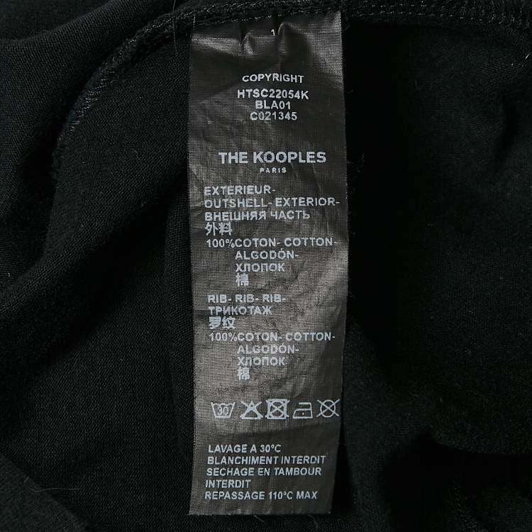 Pre Owned The Kooples Black Printed Cotton Jersey Crew Neck T-Shirt M