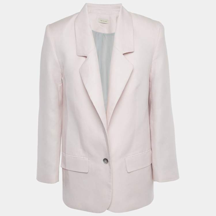 Pre Owned The Mannei Pink Linen Single Breasted Oversized Volterra Blazer S 