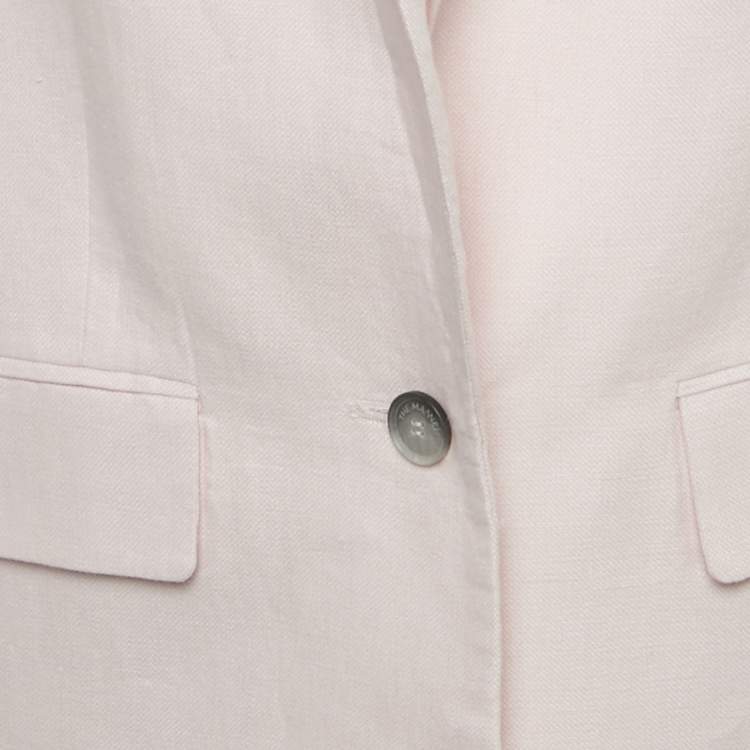 Pre Owned The Mannei Pink Linen Single Breasted Oversized Volterra Blazer S 