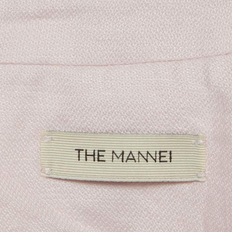 Pre Owned The Mannei Pink Linen Single Breasted Oversized Volterra Blazer S 