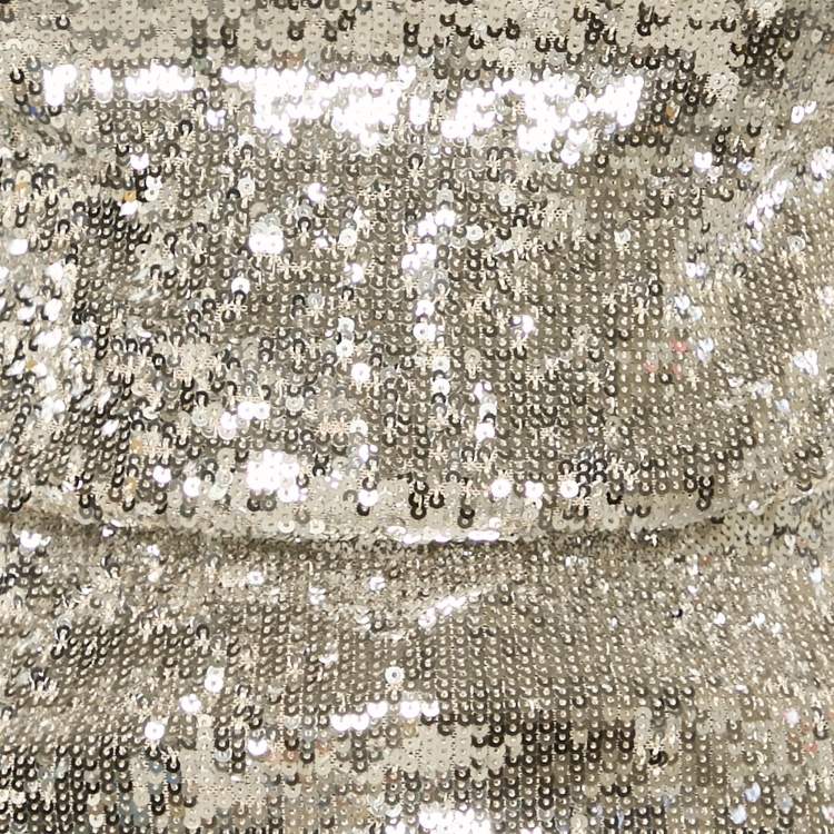 Pre Owned The New Arrivals By Ilkyaz Ozel Silver Sequin Embellished Mesh Maxi Dress M