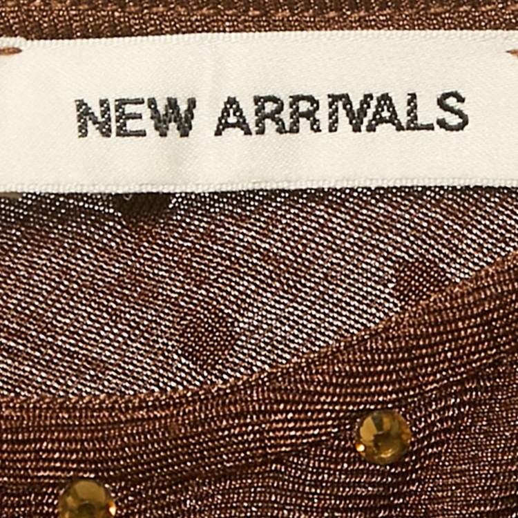 Pre Owned The New Arrivals By Ilkyaz Ozel Brown Jersey Rhinestone Detail Ruche Maxi Dress XS