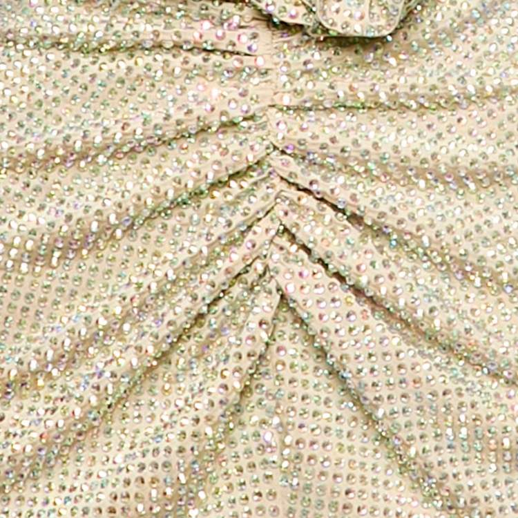 Pre Owned The New Arrivals By Ilkyaz Ozel Beige Crystal Embellished Open Back Mini Dress XS