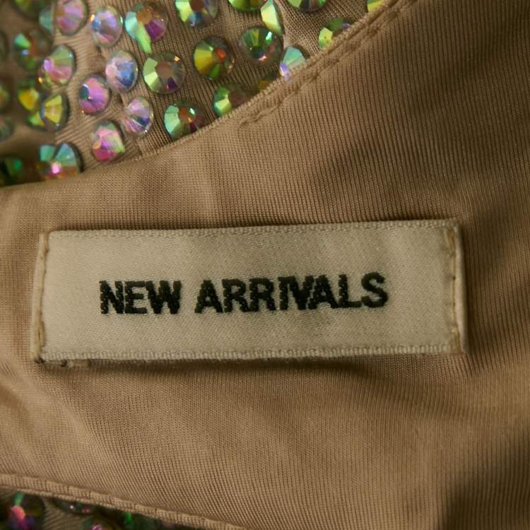 Pre Owned The New Arrivals By Ilkyaz Ozel Beige Crystal Embellished Open Back Mini Dress XS