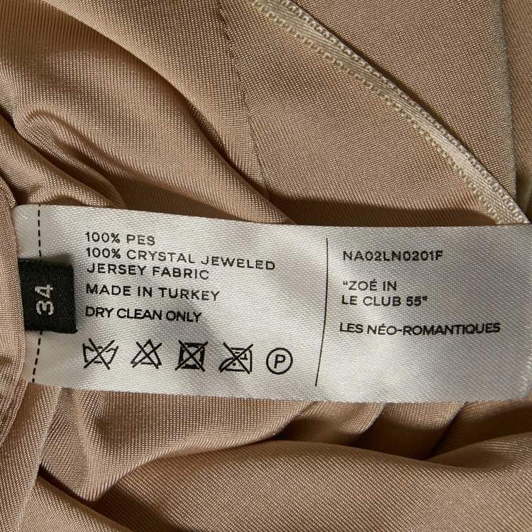 Pre Owned The New Arrivals By Ilkyaz Ozel Beige Crystal Embellished Open Back Mini Dress XS