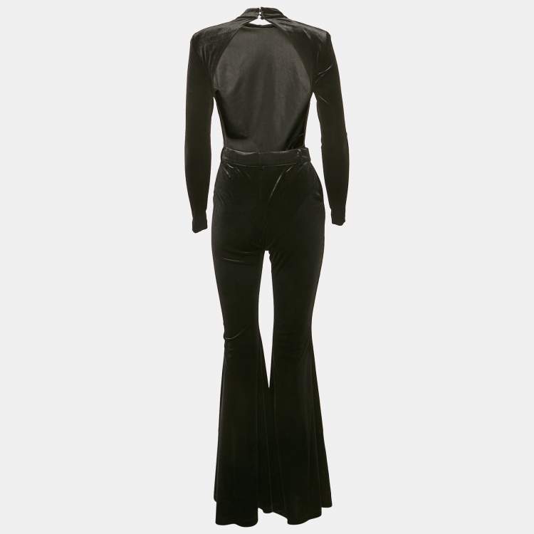 Pre Owned The New Arrivals By Ilkyaz Ozel Black Velvet Jersey Bodycon and Trousers Set XS