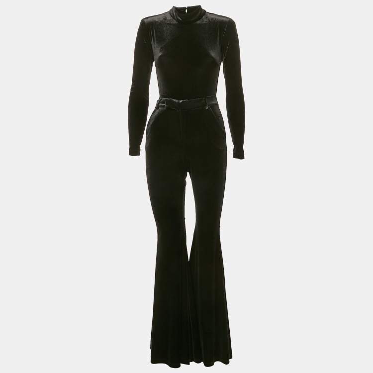 Pre Owned The New Arrivals By Ilkyaz Ozel Black Velvet Jersey Bodycon and Trousers Set XS