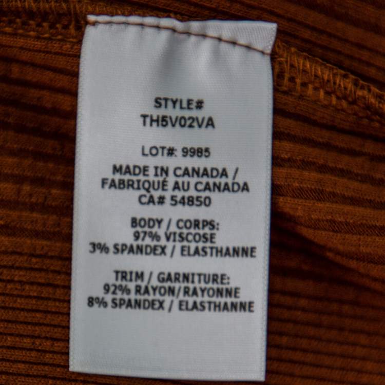 Pre Owned The Range Brown Rib Knit Button Front Midi Dress M
