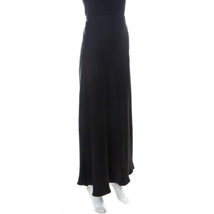Pre Owned The Row Black Crepe Fluted Hem Annistyn Skirt XS 