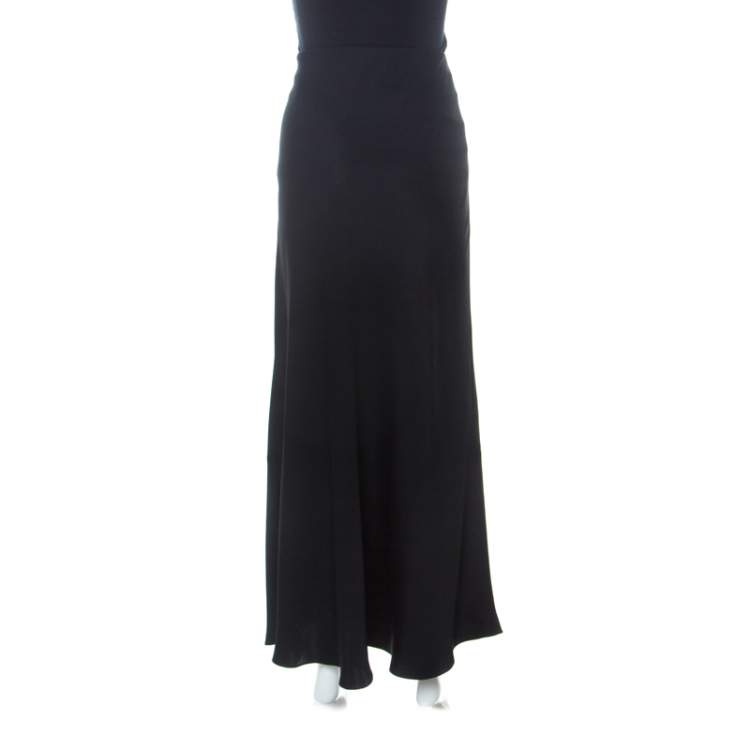Pre Owned The Row Black Crepe Fluted Hem Annistyn Skirt XS 