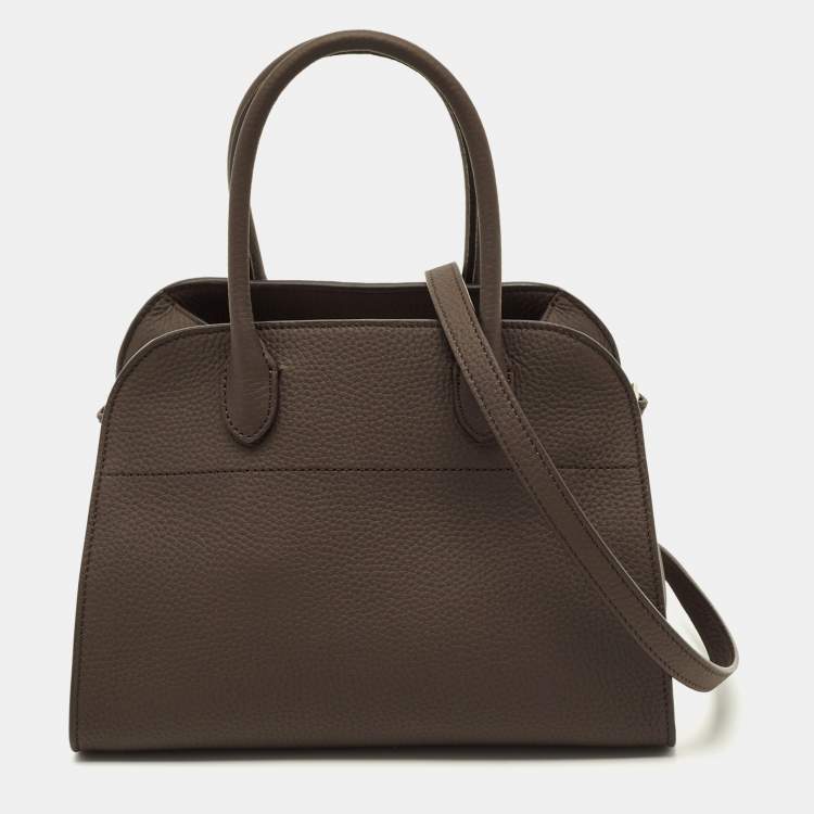 Pre Owned The Row Soft Margaux 10 Deep Brown Leather Top Handle Bag