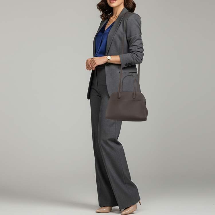 Pre Owned The Row Soft Margaux 10 Deep Brown Leather Top Handle Bag