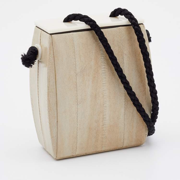 Pre Owned The Row Light Olive Eel Leather Tassel Clutch