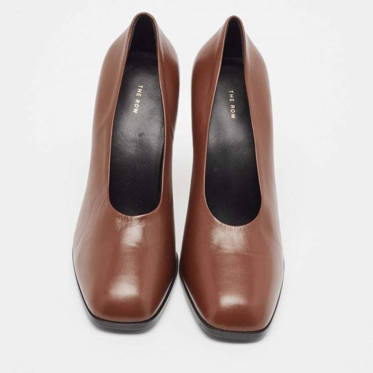 Pre Owned The Row Brown Leather Jade Pumps Size 36