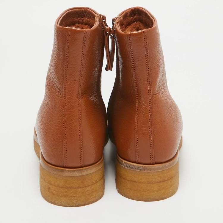 Pre Owned The Row Tan Leather Boris Ankle Boots Size 38