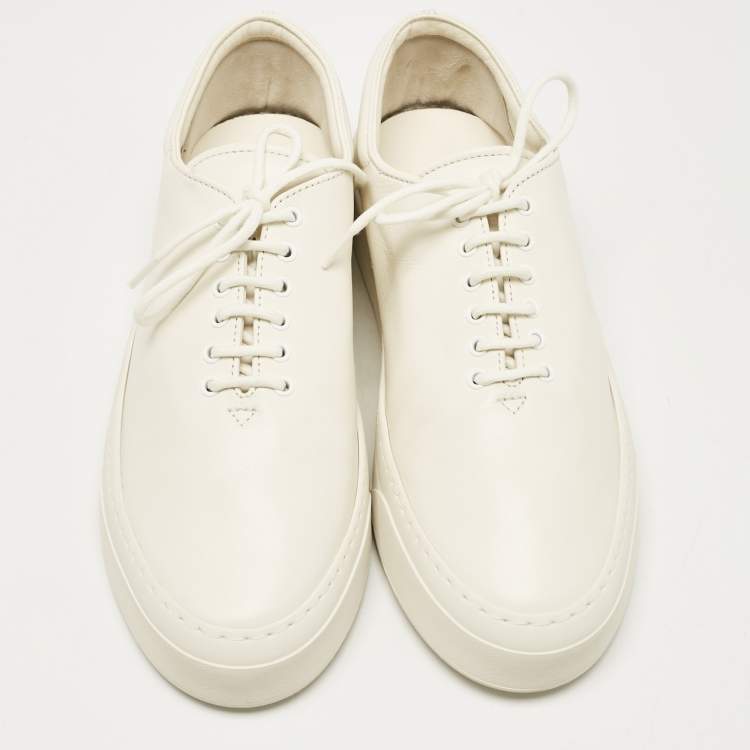 Pre Owned The Row White Leather Marie H Low Top Sneakers Size 38.5