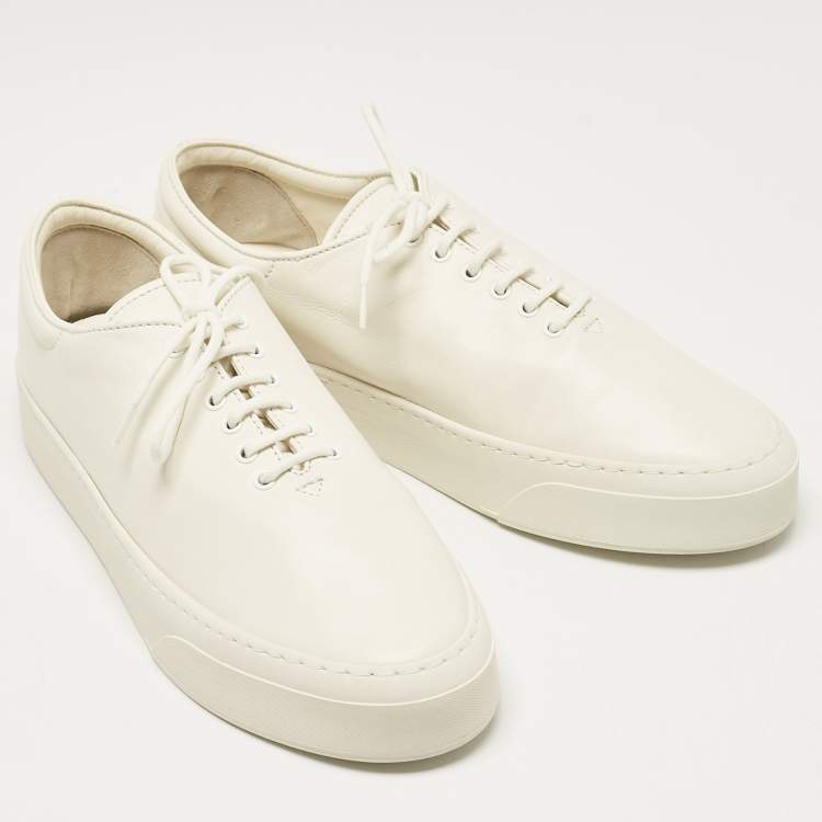 Pre Owned The Row White Leather Marie H Low Top Sneakers Size 38.5