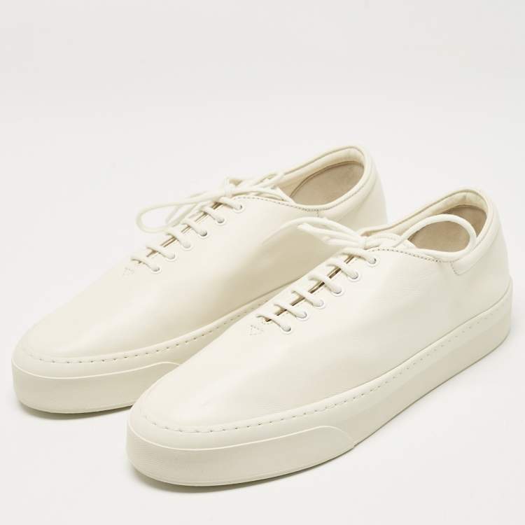 Pre Owned The Row White Leather Marie H Low Top Sneakers Size 38.5