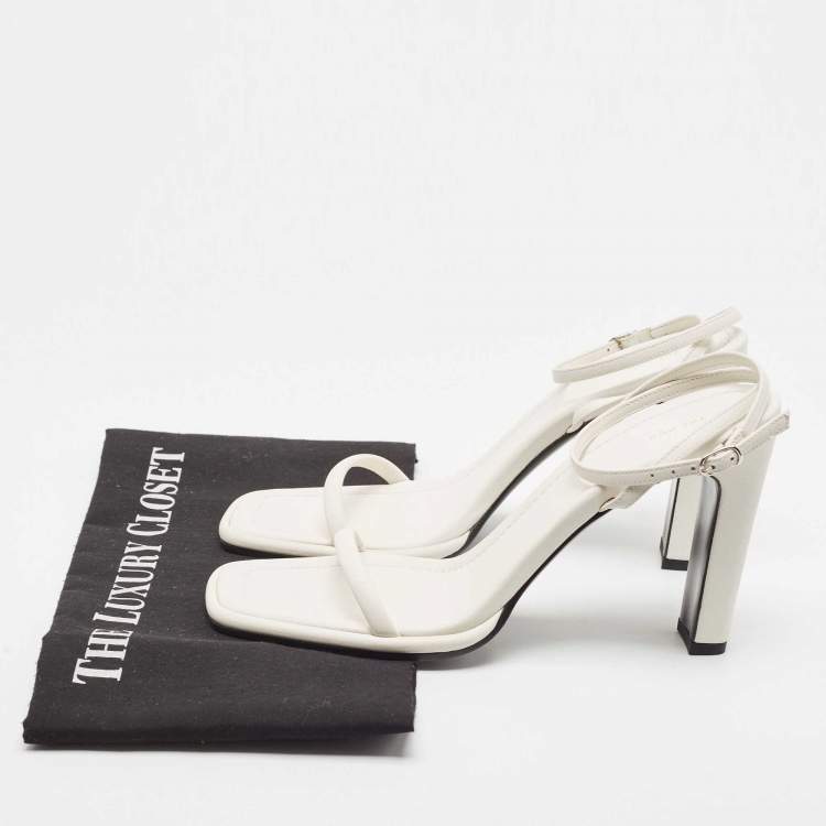 Pre Owned The Row White Leather Ankle Strap Sandals Size 38