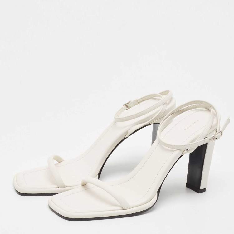 Pre Owned The Row White Leather Ankle Strap Sandals Size 38
