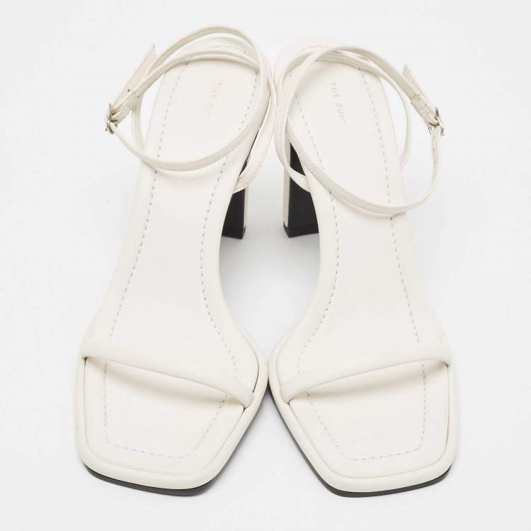 Pre Owned The Row White Leather Ankle Strap Sandals Size 38