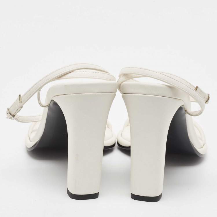 Pre Owned The Row White Leather Ankle Strap Sandals Size 38