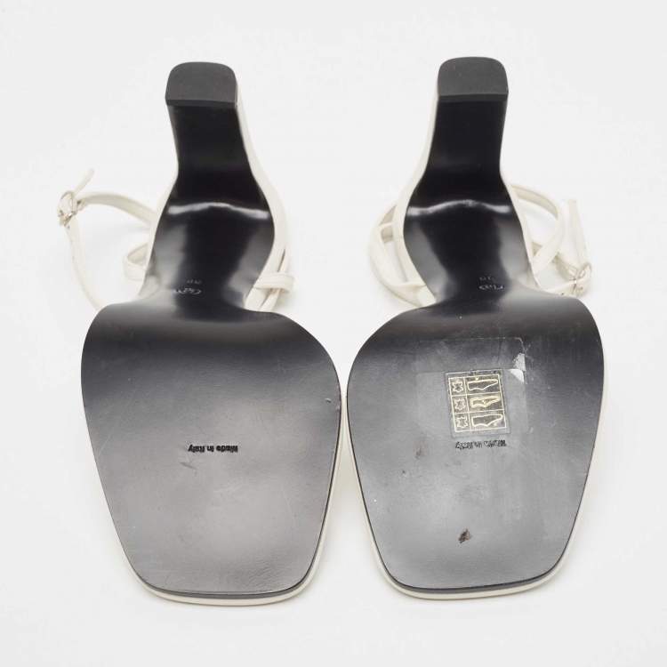 Pre Owned The Row White Leather Ankle Strap Sandals Size 38