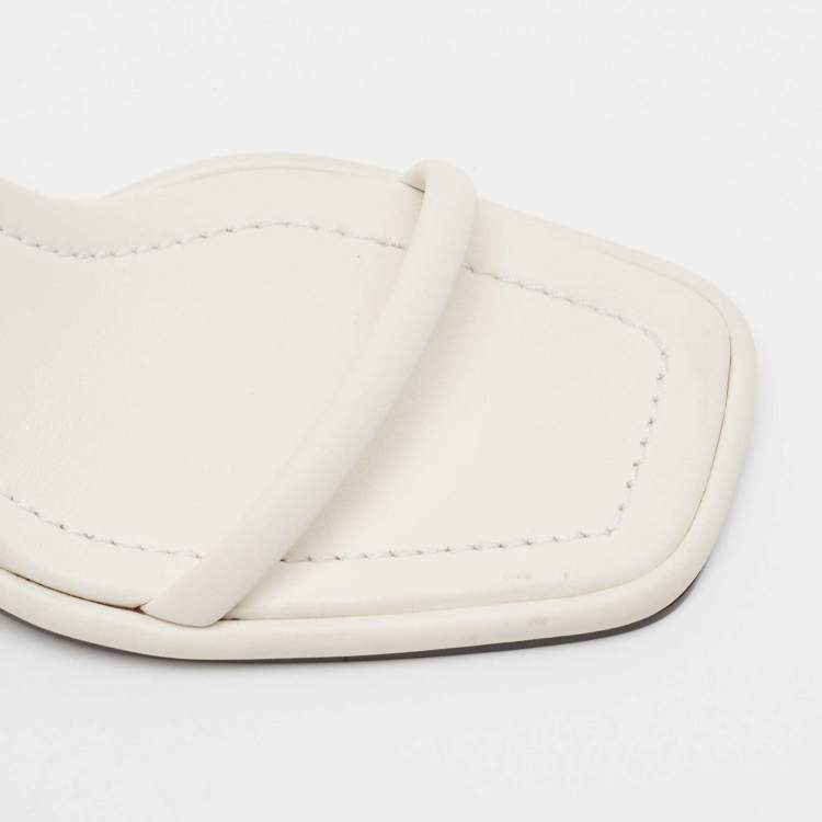 Pre Owned The Row White Leather Ankle Strap Sandals Size 38