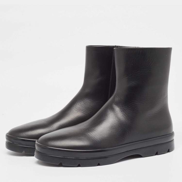 Pre Owned The Row Black Leather Boris Ankle Boots Size 40