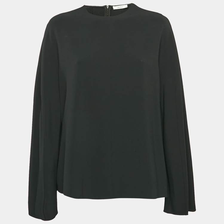 Pre Owned The Row Black Crepe Long Sleeve Loose Fit Blouse M