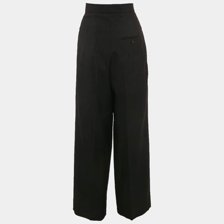 Pre Owned The Row Black Wool Pleated Straight Leg Trousers M