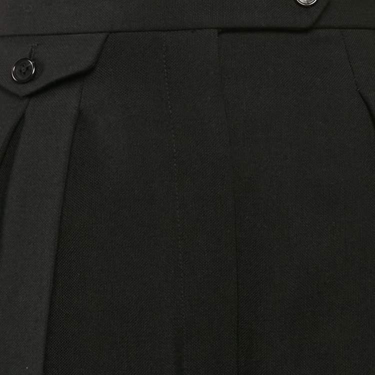 Pre Owned The Row Black Wool Pleated Straight Leg Trousers M