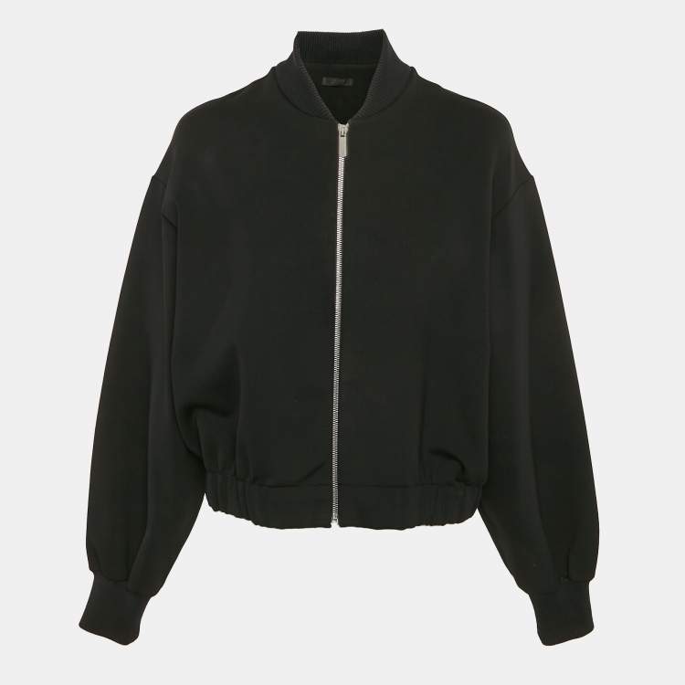 Pre Owned The Row Black Jersey Zip-Up Bomber Jacket XS