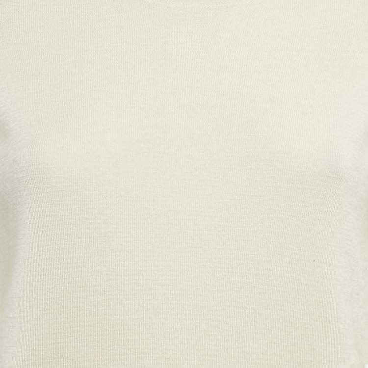 Pre Owned The Row Cream Cashmere and Silk Full Sleeve Sweater M